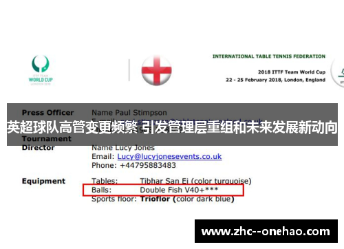 英超球队高管变更频繁 引发管理层重组和未来发展新动向